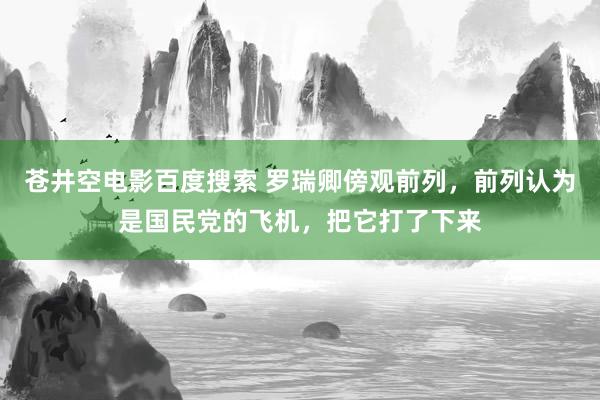 苍井空电影百度搜索 罗瑞卿傍观前列，前列认为是国民党的飞机，把它打了下来