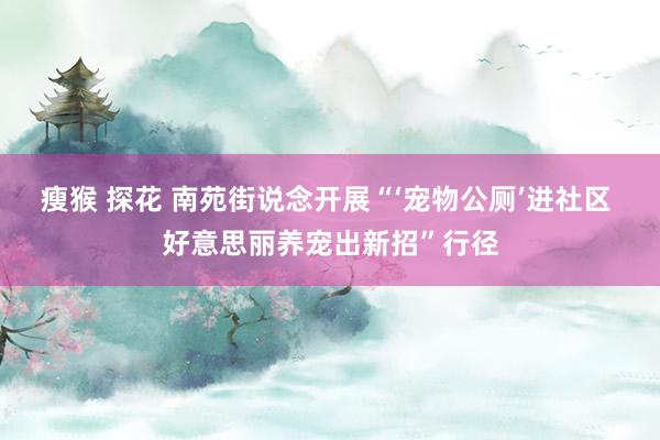 瘦猴 探花 南苑街说念开展“‘宠物公厕’进社区 好意思丽养宠出新招”行径