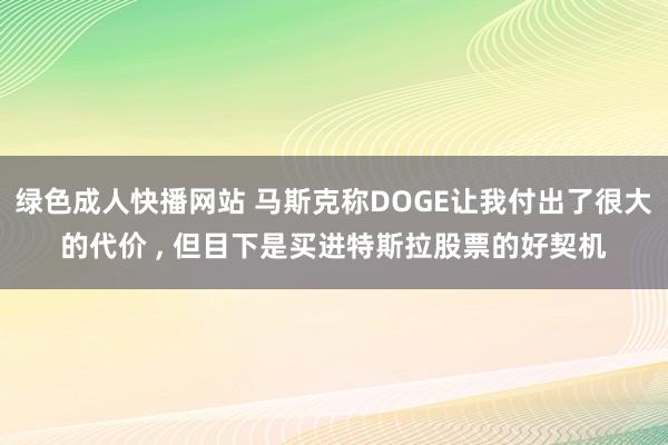 绿色成人快播网站 马斯克称DOGE让我付出了很大的代价 ， 但目下是买进特斯拉股票的好契机
