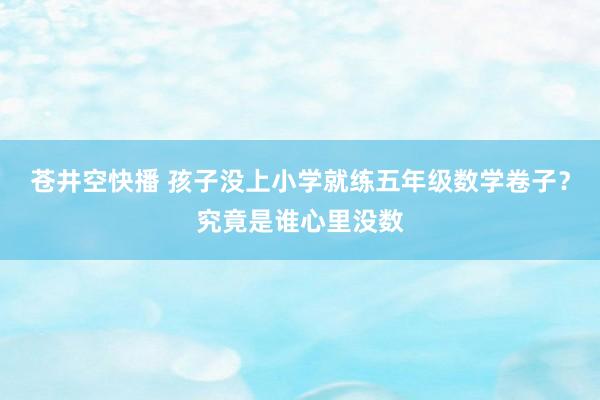 苍井空快播 孩子没上小学就练五年级数学卷子？究竟是谁心里没数