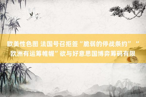 欧美性色图 法国号召拒签“脆弱的停战条约” “欧洲有运筹帷幄”欲与好意思国博弈筹码有限